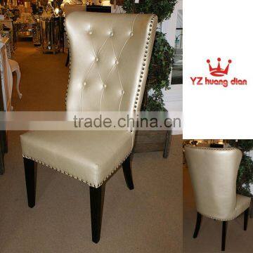 Golden leather restaurant solid wood dining chair YA70162