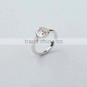 Rhodium plated Peace ring KNUCKLE Ring, Peace Sign Finger Midi Ring Silver