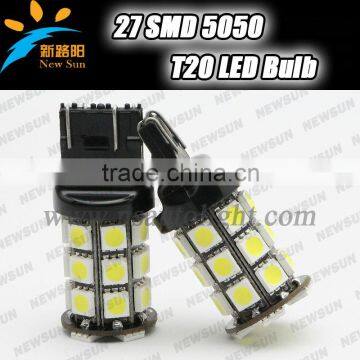 Guaranteed 100% canbus T20 W21/5W 7443 27 SMD DC 12V LED Brake Lights Super Red White Yellow Led Auto Lamp Wholesale and Retail