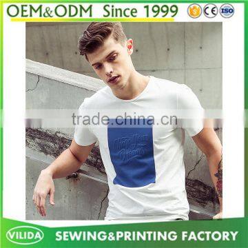 New design mens 65% cotton 35% polyester short sleeve prined english letter t-shirt
