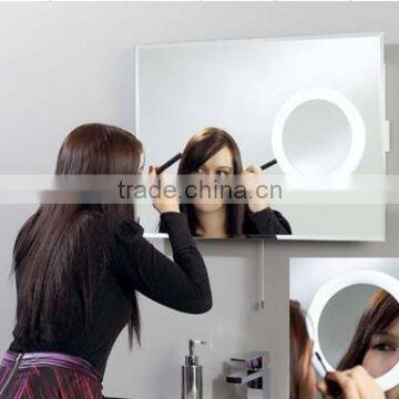 Bathroom lady's magnifying makeup mirror with LED light