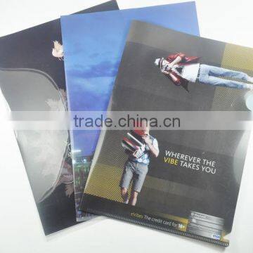OEM A4 size L shape folder with full color printing / clear pp folder