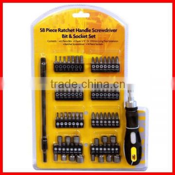 58pc Ratchet Handle Screwdriver Bit & Socket Tool Set