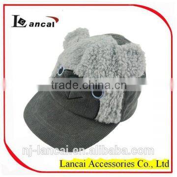 2015 Baby fancy winter hat cotton corduroy and fleece animal rabbit and bear