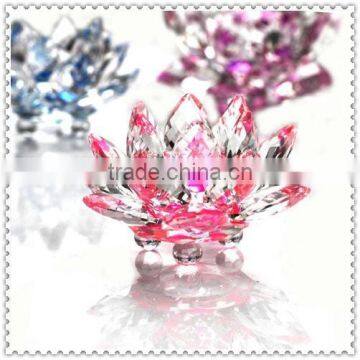 Colored Candleholder Crystal Lotus Crafts For Wedding Decoration