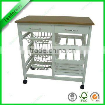 New Design MDF With PVC Wooden Kitchen Trolley With Wheels photo-2