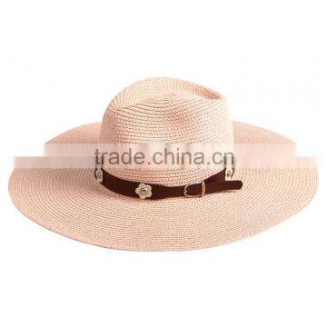 hot sale fashion paper straw white striped panama fedora hats