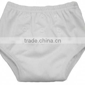 2016 popular!!!plain white color baby training pants with polyester PUL outer layer and bamboo inner