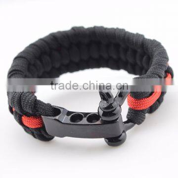 Factory Direct Sales Braided Adjustable Bowshackle Buckle Survival Paracord Bracelet photo-6