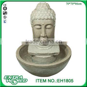 Fiberglass 32" Tall Buddha Head Garden Water Fountain