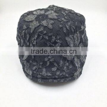 Custom Design High Quality Fashion Black Lace Ivy Cap photo-2