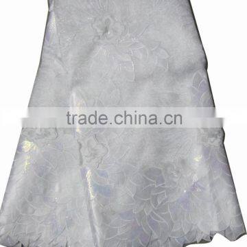 Cotton thread embroidered fabirc double organza lace CL8095-8