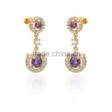 Factory directly AAA+ multicolor cubic zirconia dangling earring women's jewelry for party engagement