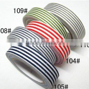 Wholesale YIWU FACTORY Stripe Fabric Washi Tape 15mm wide Decorative Cotton Fabric Tapes Craft Decorative Sticky Cotton Adhesive