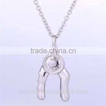 European Silver Jewelry Pinch Meter Pendant 925 Solid Silver Charms Custom Made Logo Jewelry Charms Fancy Long Chain Necklace Xl