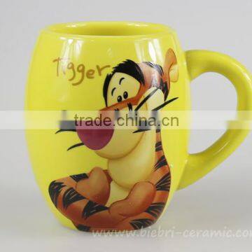 500ml Yellow Solid Color Funny Cute Design Children Kids Ceramic Coffee Tea Mugs Cups