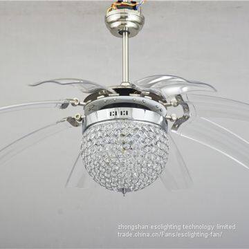 110-240v 70w AC DC Motor 42'' Crystal Retractable Ceiling Fan With Lights photo-5