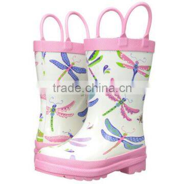 Children Rubber Rain Boots with Easy-On Handles