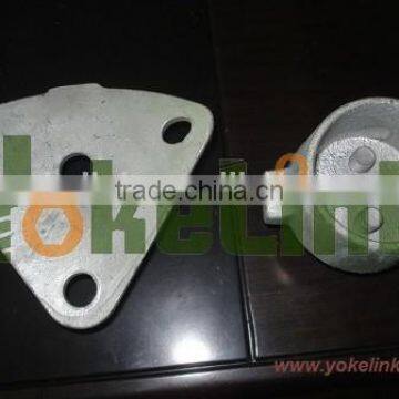 Pole plate for sidewalk guying fixture for 2 pipe
