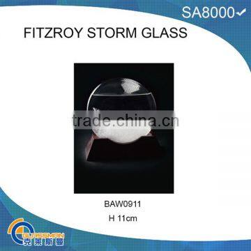 BAW0911 FITZROY STORM GLASS WITH WOOD BASE