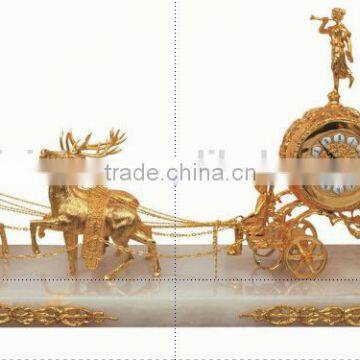 Antique Carved Ornate Bronze Rococo Style Table Clock, Elegant Marble Base Table Clock photo-4