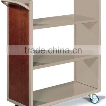Metal Steel V-shape 2-layer Mobile Book Cart Book Carrier Conveyor photo-2