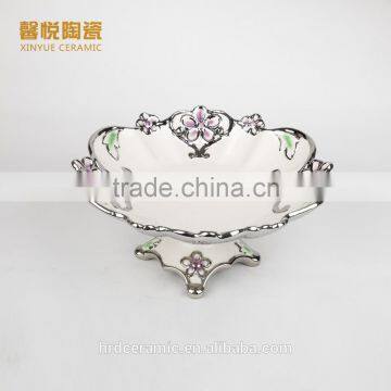 2016 Hot Sale European Porcelain Morden Fruit Plate Golden Electroplating