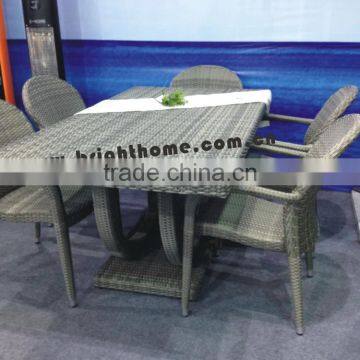 Modern Glass and Fiber Dining Table Set photo-2