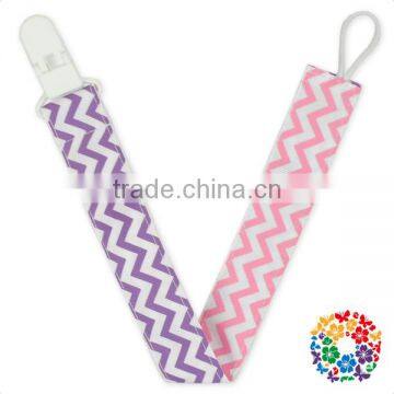 Navy Red Stripe Printed Ribbon Baby Boy Pacifier Clip Plastic Pacifier Clip Holder photo-4