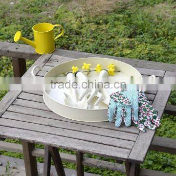 Fancy Round Colorful Printed Custom Metal Tin Dinner Plate Tin Tray Antislip Bar Serving Tin Trays photo-2