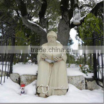 Religious Decorative Sculpture Sitting Reading Book Life Size Saint Charbel Satues for Sale photo-3