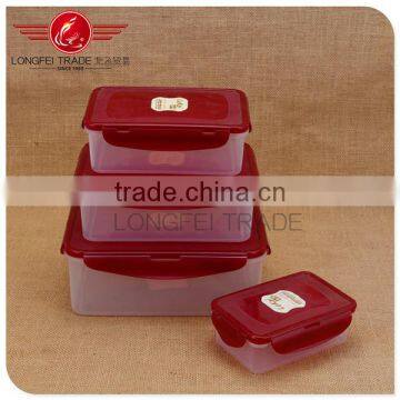 Hot selling rectangle red plastic storage box set/Stackable Preserving Box