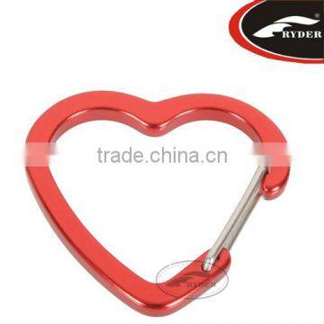 Red Heart Shaped Camping Aluminum Carabiner Keychain