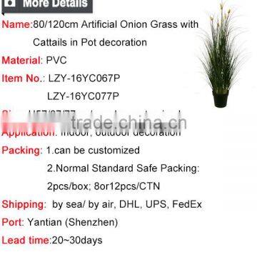 Artificial Grass Synthetic Onion Grass With Cattails Spray Fake Grass in Pot photo-6