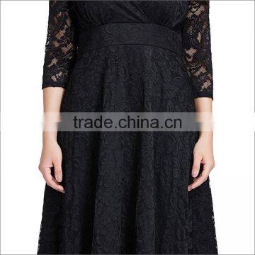 2016 Summer Europe America Plus Size Fat Women Lace Dress Patterns Long Dress Chiffon New Style Female Dress