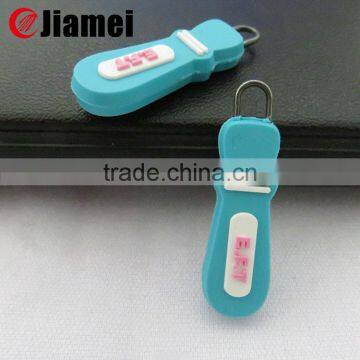 Fancy Custom brand logo silicon soft pvc zipper pullers