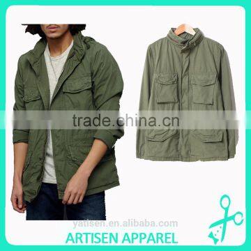 Wholesale Spring Autumn Men Pure cotton Windbreaker Custom hooded windbreaker with multi-bag