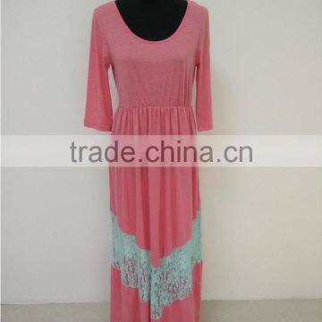 Family Matching Clothing Pink Lace Splice Dress photo-4