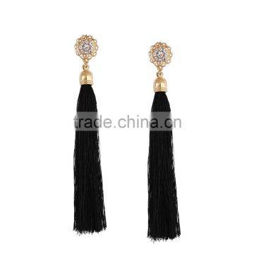 Bohemian Jewelry Zircon Gems With Long Colorful Tassel Charms Earrings for Women photo-4