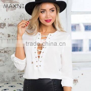 Maxnegio white blouse top new model long sleeve shirts korean fashion clothing women