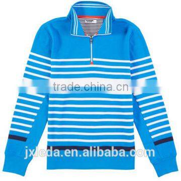 Cheap OEM Service Dry Fit Striped Quarter Zip Pullover Long Sleeve Polo Shirt photo-3