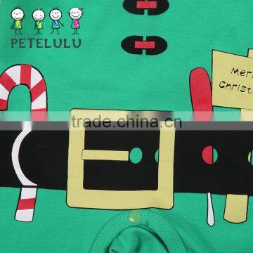 Red Green Father Christmas Footed Baby Christmas Romper Wholesale