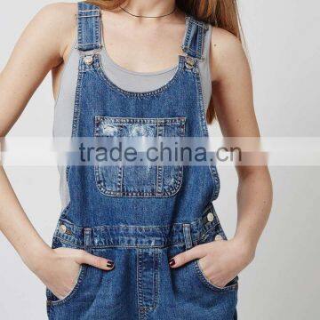 Wholesale OEM Girl Denim Dungarees Blue Playsuit Jumpsuit Jeans Women photo-2