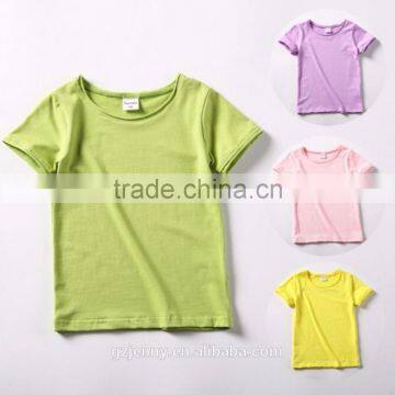 Wholesale 100% Cotton Soft Top Blank Sweet Color Girls Clothing T shirt for Kids