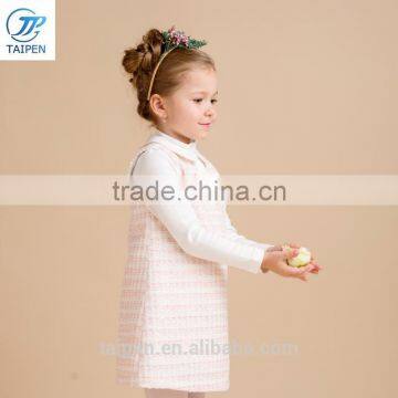 2017 Spring Tweed Fabric Dress Designs For Girl A-line Girls Sleeveless Party Dress photo-4
