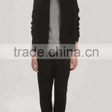 Black Winter Open Front Woolen Coat Cardigan 2016