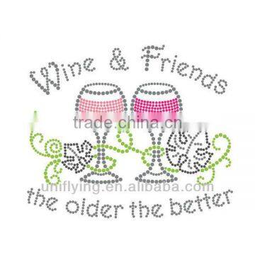 Wine glass motif for heat transfer rhinestone