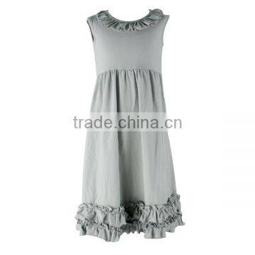 Wholesale boutique sleeveless baby dresses girls cotton frock designs kids solid gray gown