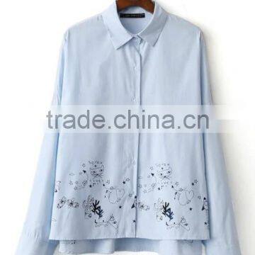 Runwaylover EY2387B Ladies 2017 Long Sleeve Label Printed Blouse photo-3