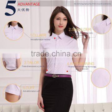 Women's Short Sleeve Formal Shirt of Pink (DSHL050) photo-3